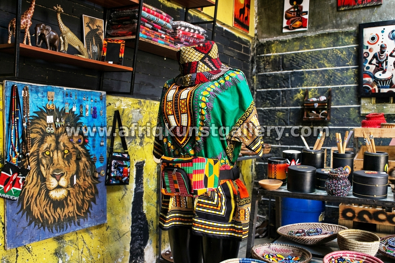 Afriq Kunst & Gallery editorial fashion display.