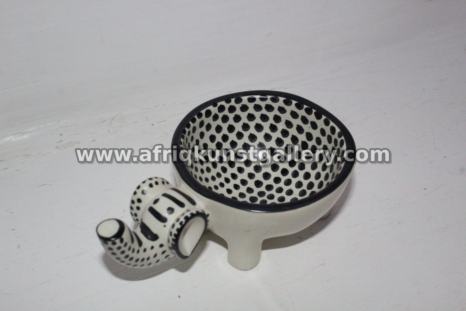 Black & White Dotted Elephant Soapstone Bowl.