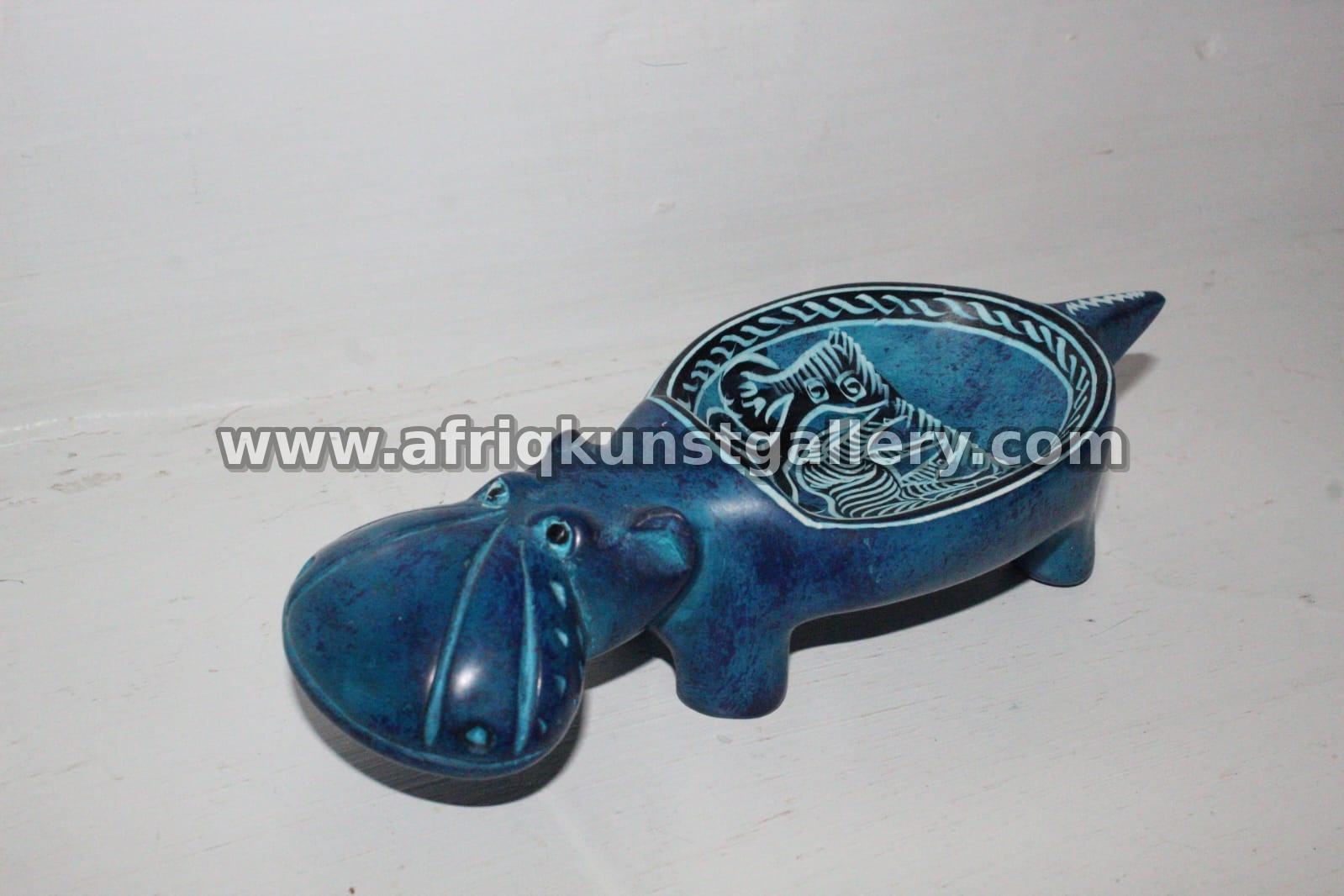 Blue Hippo Soapstone Trinket Dish.