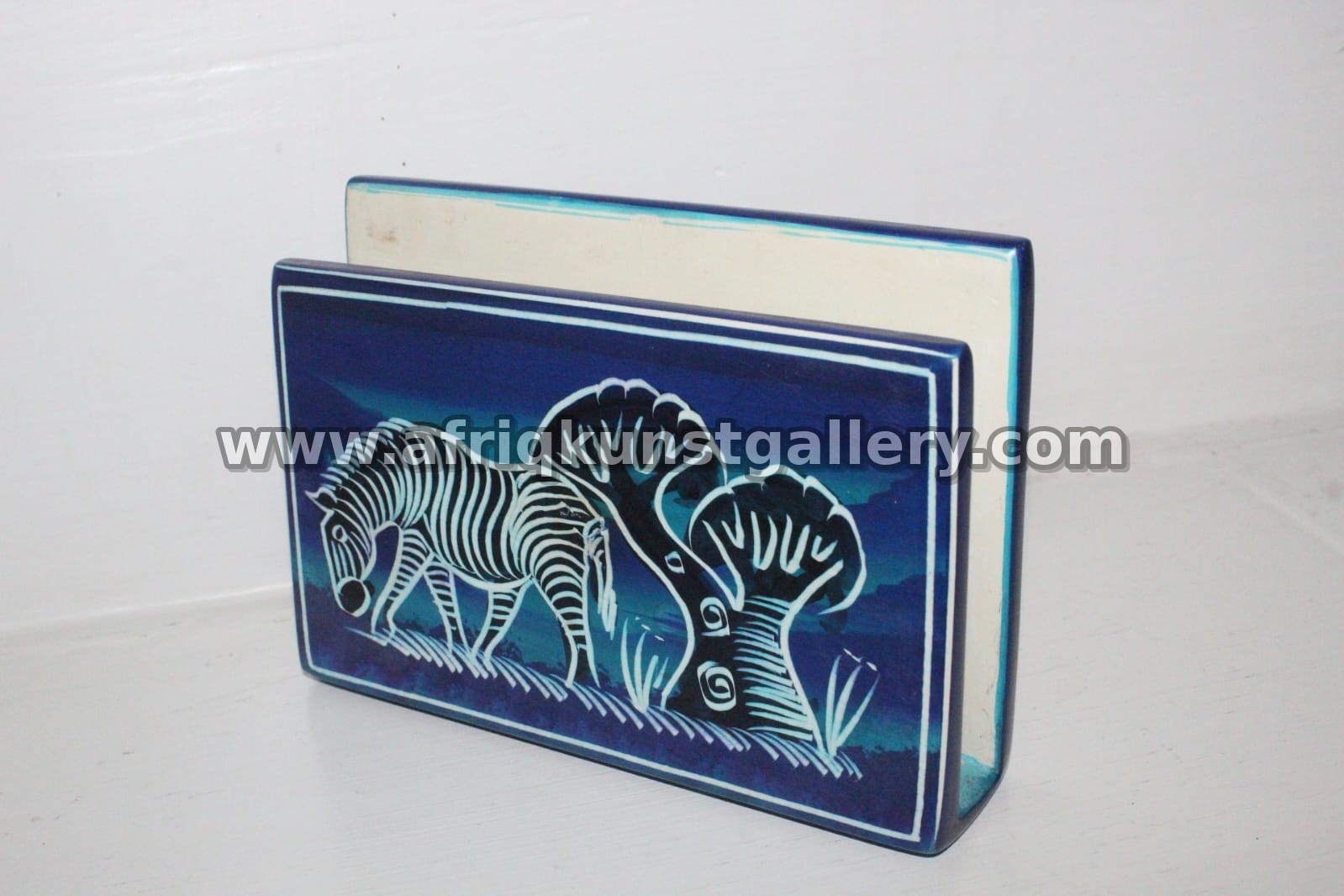 Blue Zebra Soapstone Napkin Holder.