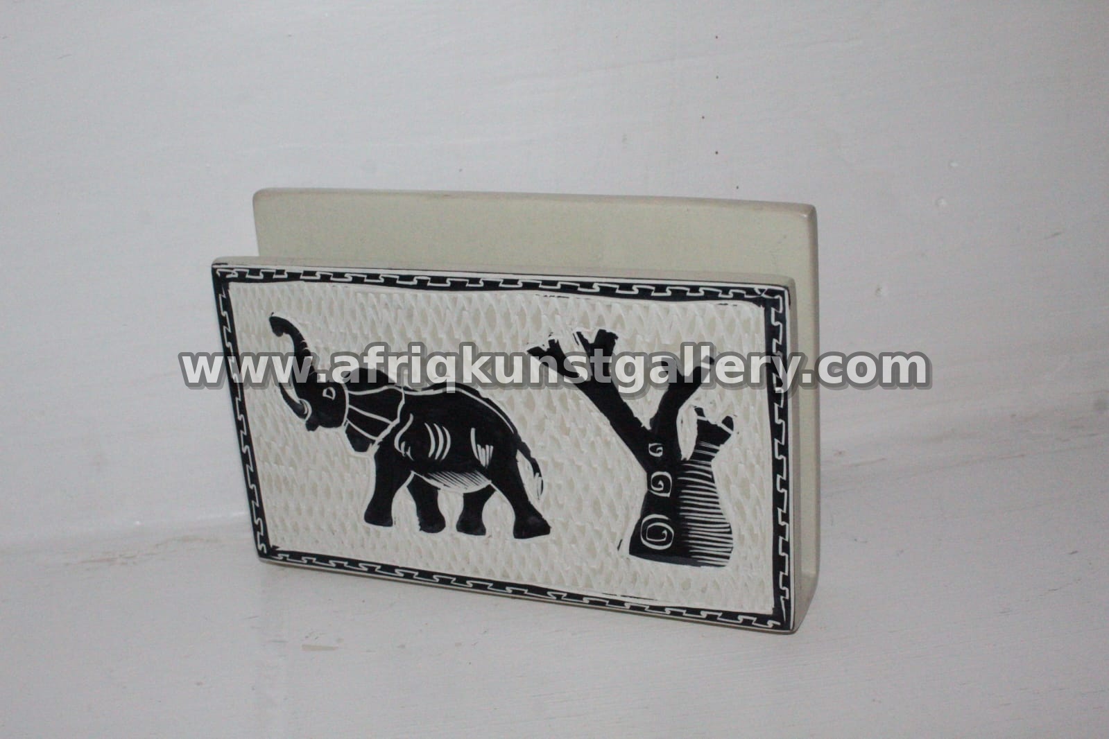 Elephant & Baobab Soapstone Napkin Holder.