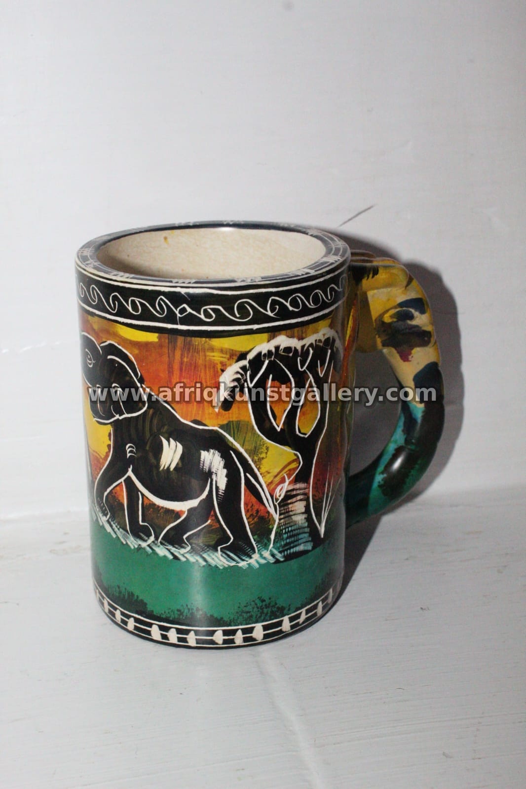 Elephant Safari Painted African Mug.