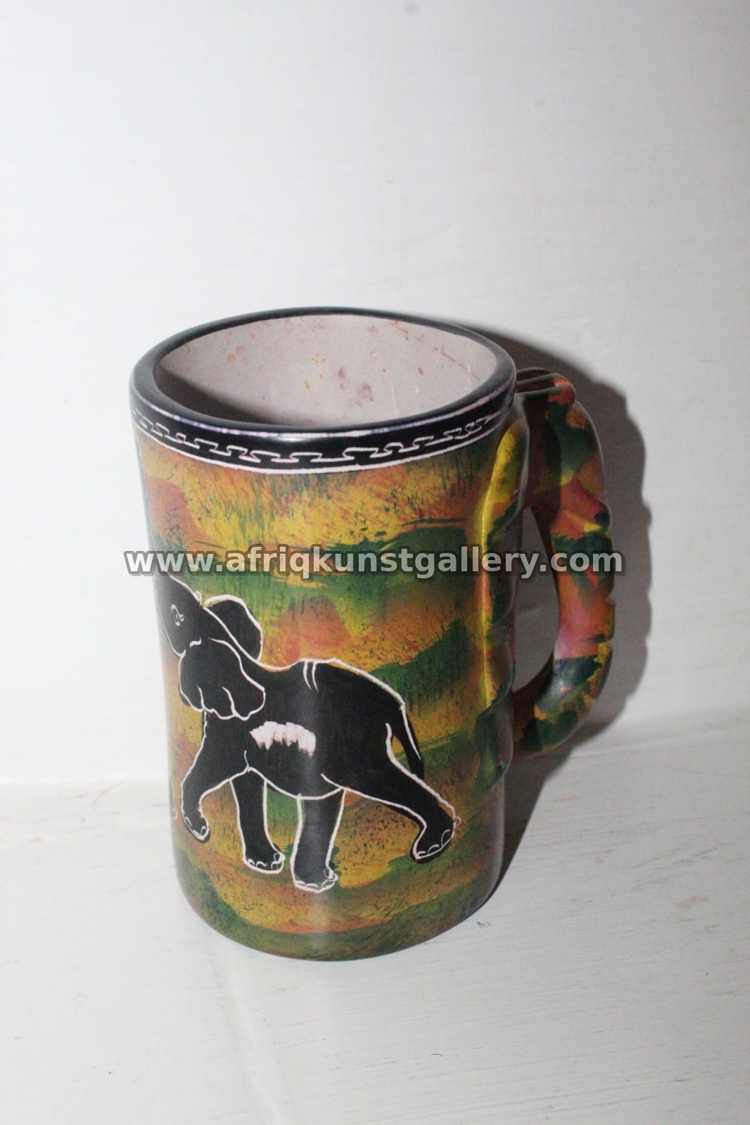 Elephant Sunset Painted African Mug.