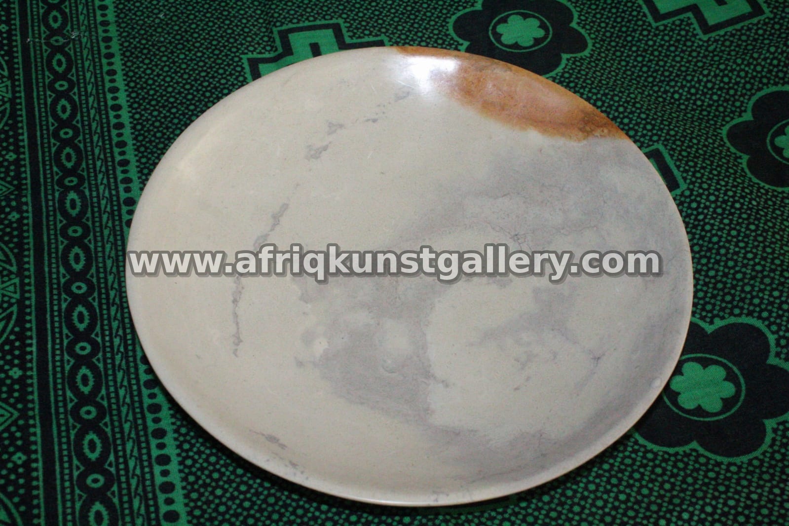 Grey & White Round Soapstone Plate.