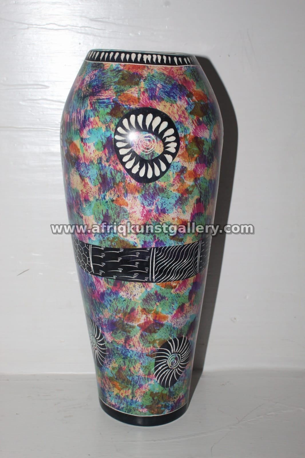 Multicolor Floral African Decorative Vase.