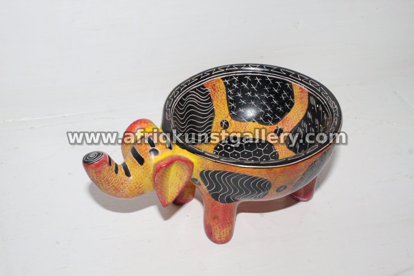 Orange & Black Elephant Soapstone Bowl.