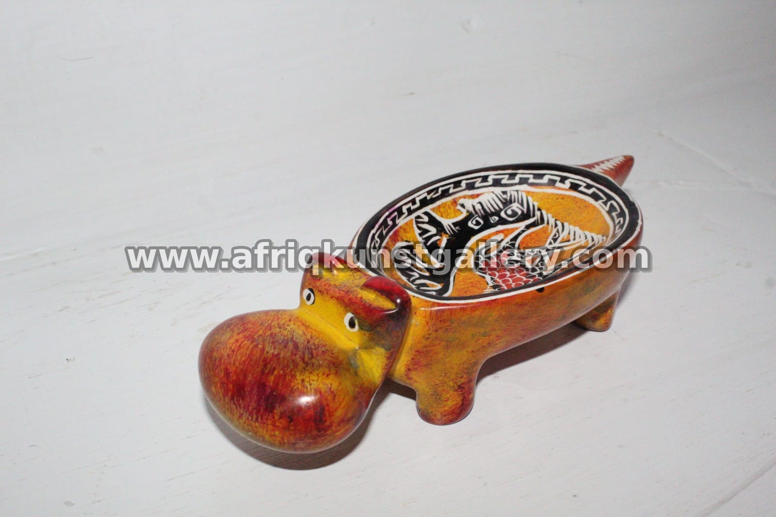 Orange Hippo Soapstone Trinket Dish.