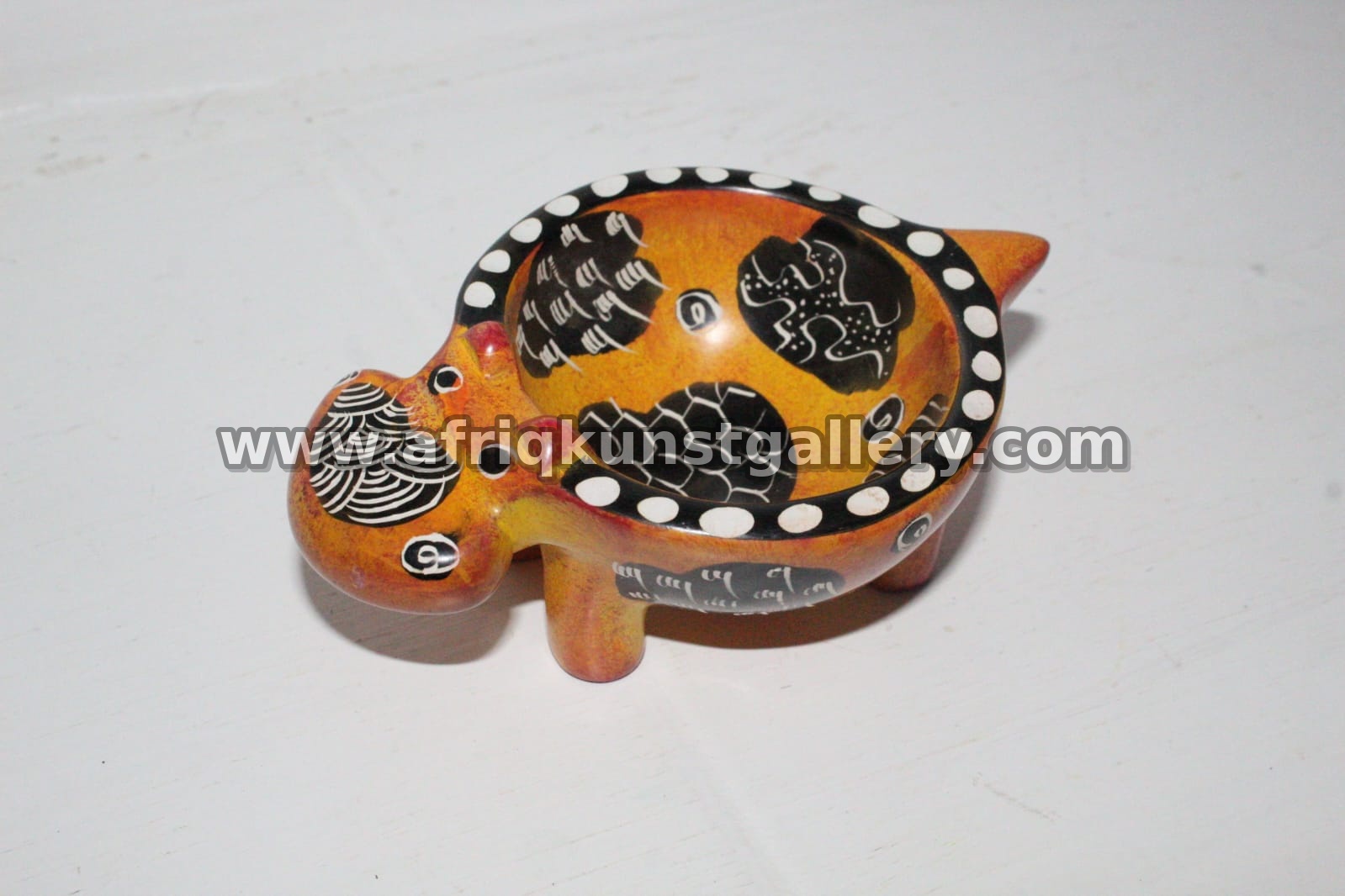 Orange Patterned Elephant Soapstone Bowl.