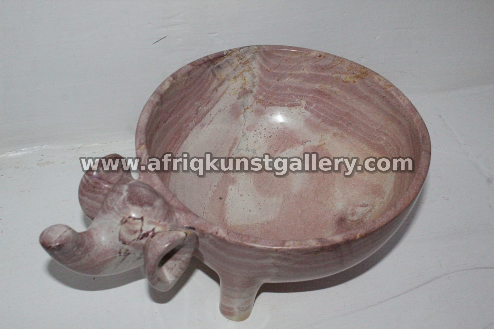 Pink Marbled Elephant Soapstone Bowl.