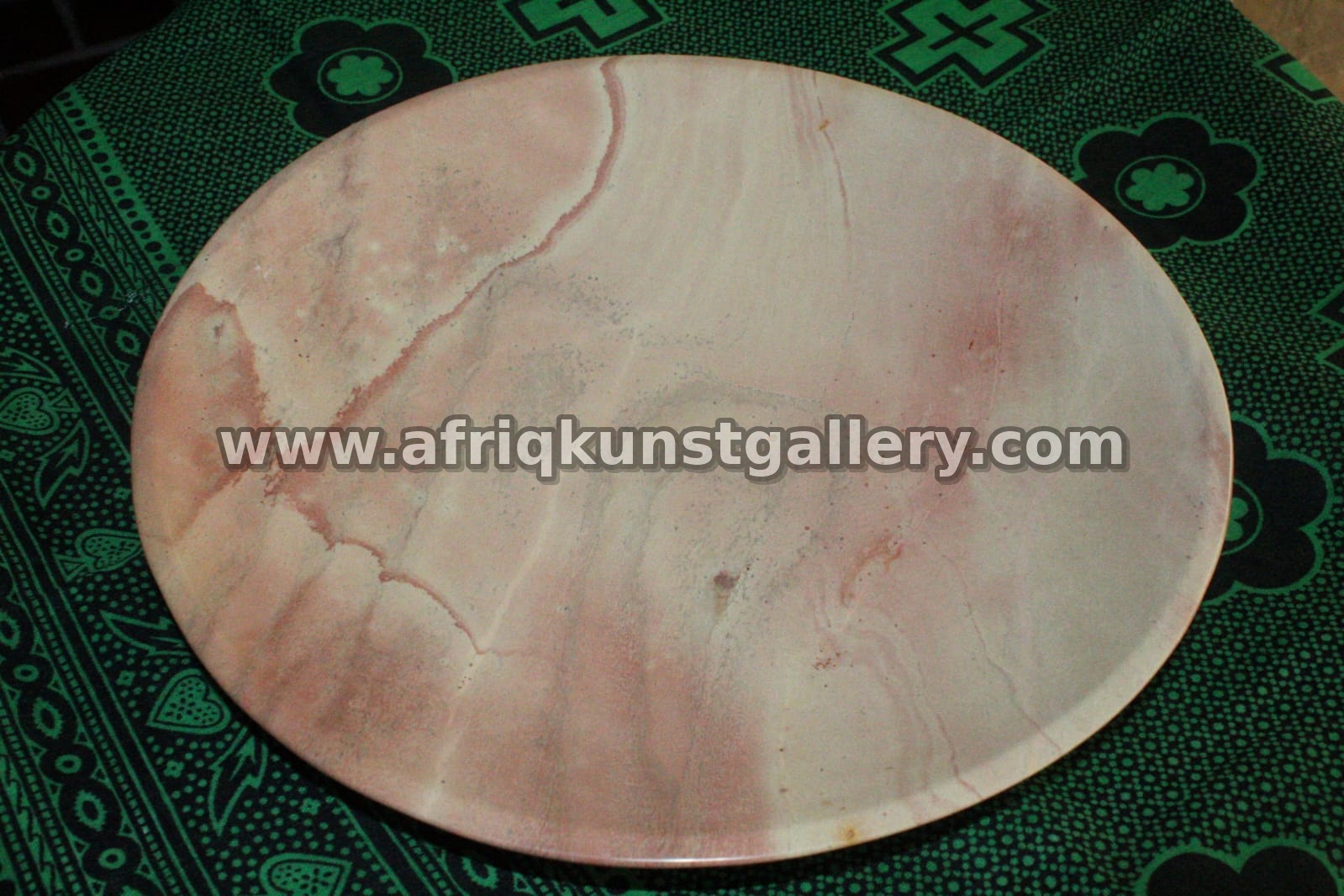 Pink Marbled Round Soapstone Plate.
