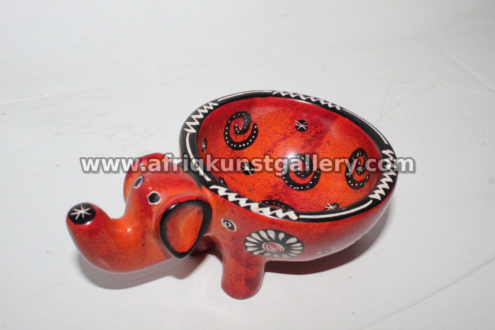 Red & Orange Elephant Soapstone Bowl.