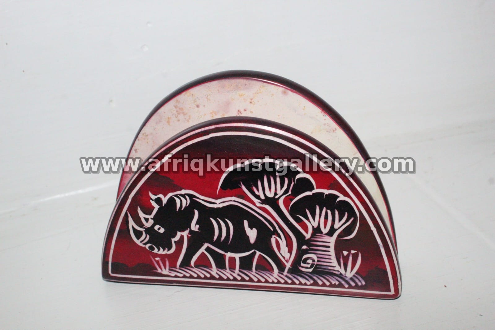 Red Rhino Soapstone Napkin Holder.