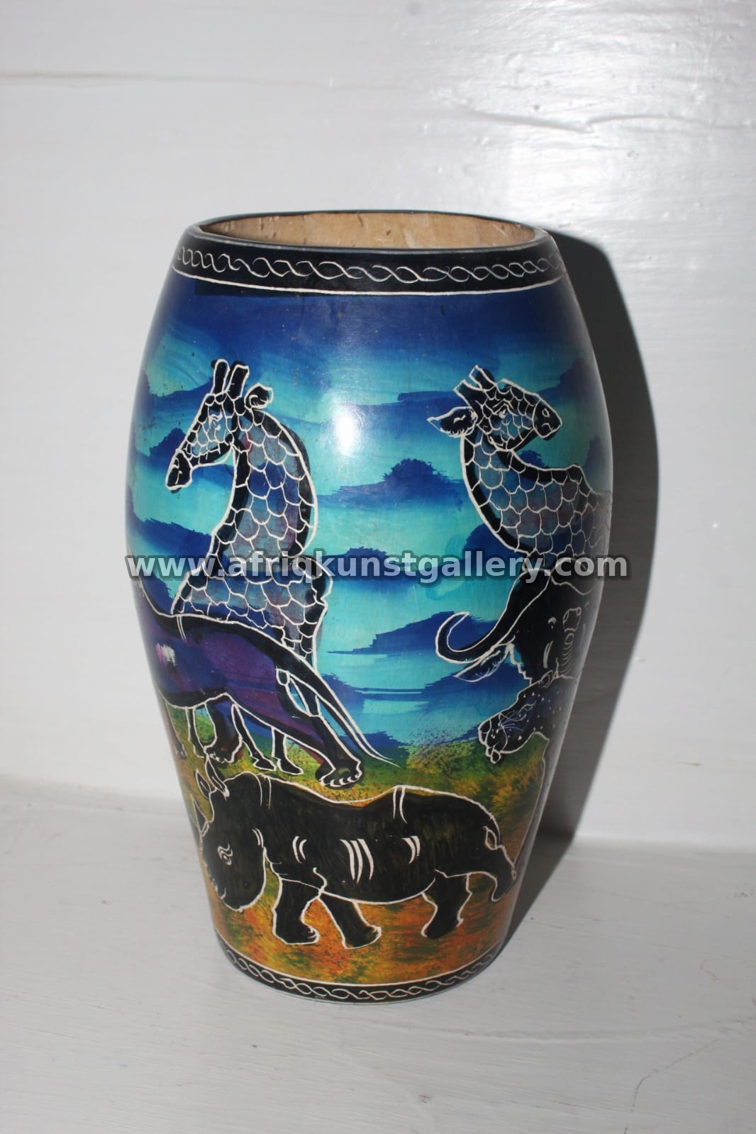 Safari Wildlife Landscape Decorative Vase.