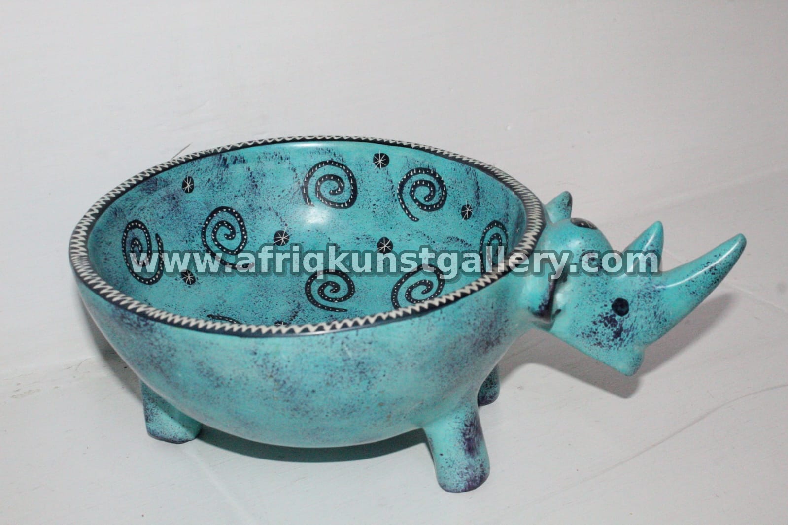 Turquoise Rhino Soapstone Bowl.