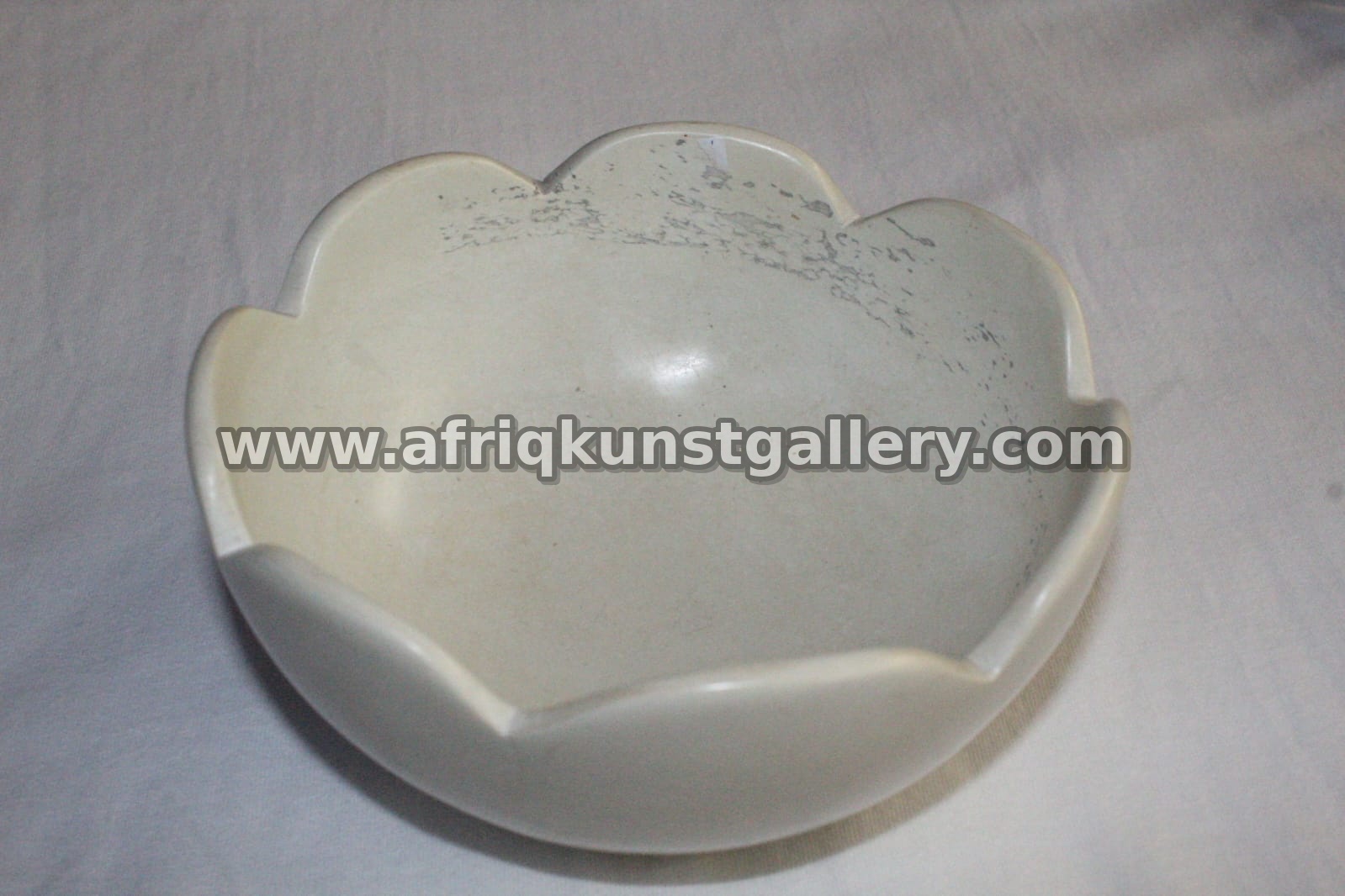 White Flower-Shaped Soapstone Bowl.