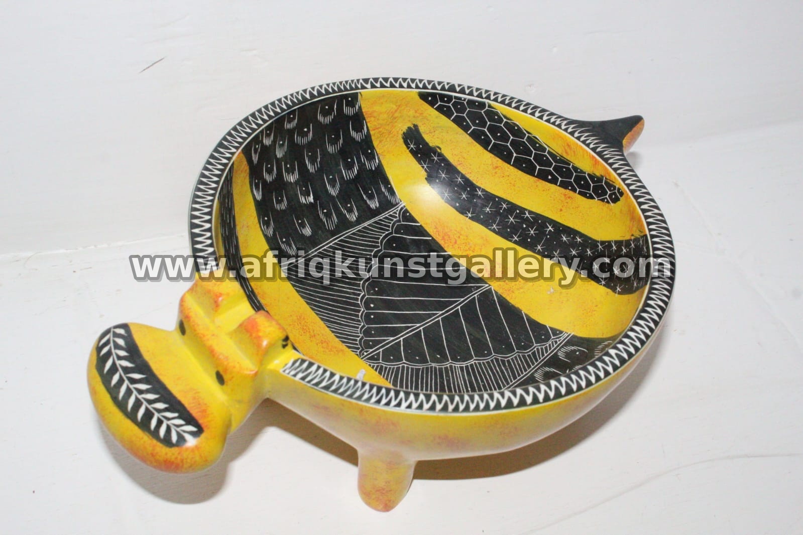 Yellow & Black Elephant Soapstone Bowl.