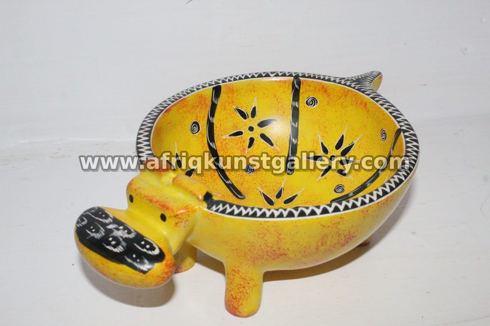 Yellow Floral Elephant Soapstone Bowl.