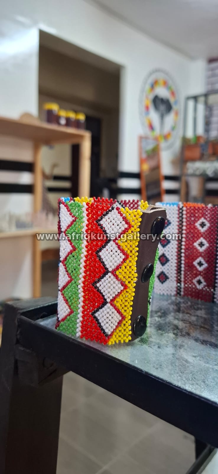 Handmade African beaded bangle bracelet from Kenya.