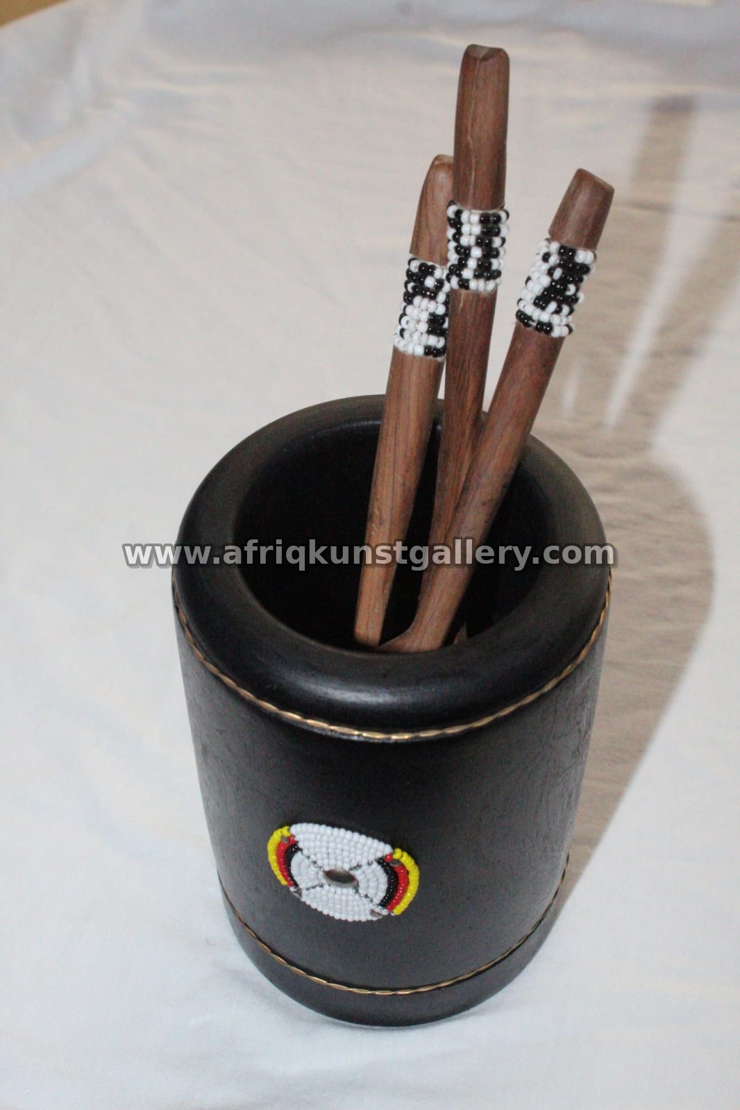 Leather Utensil Holder handmade African tableware and decor.