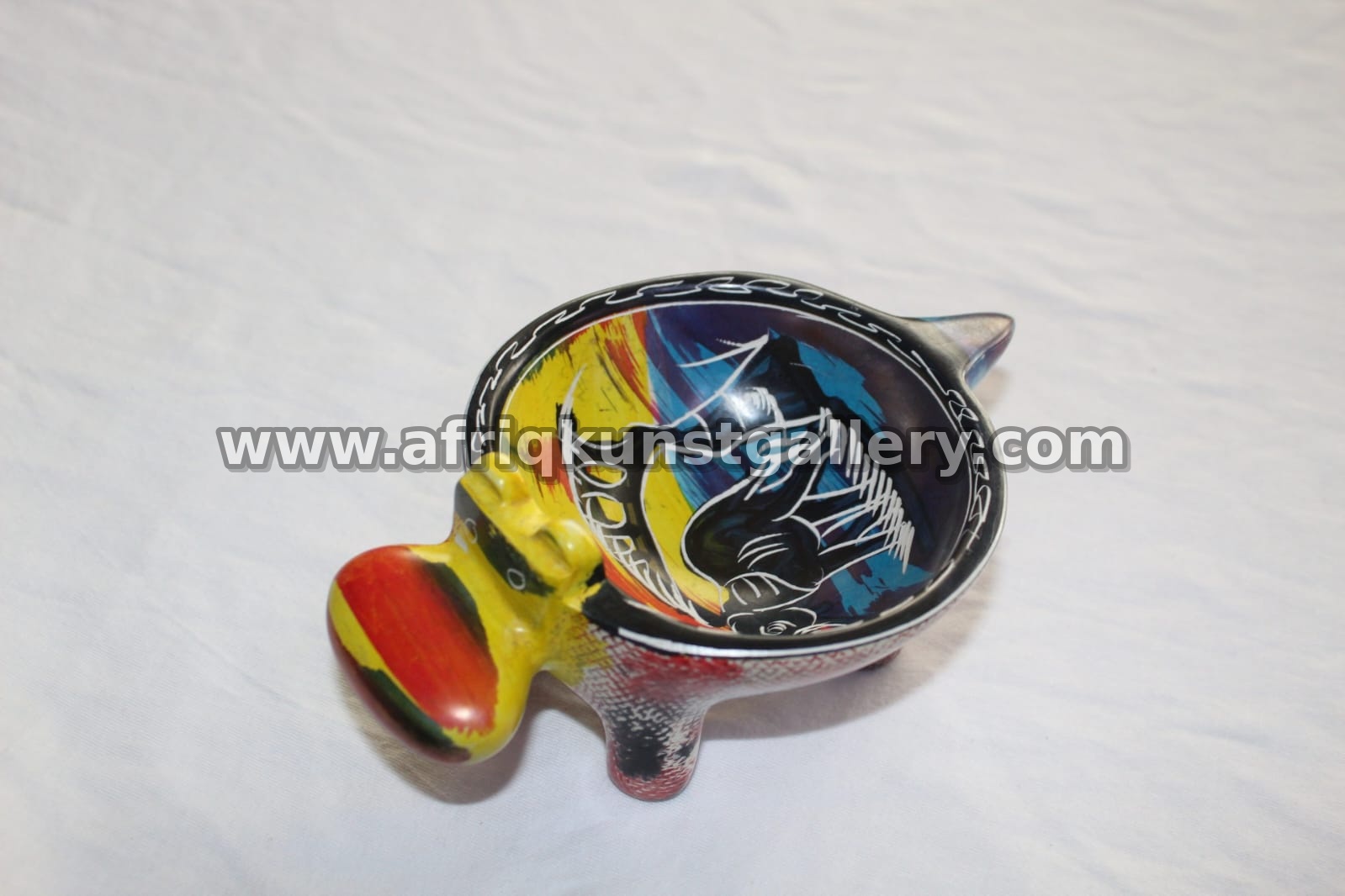 Painted Animal Bowl African animal carving or handmade sculpture.