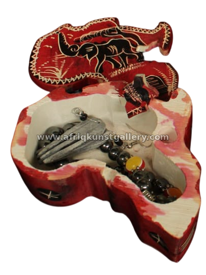Crimson Africa-shaped keepsake box.