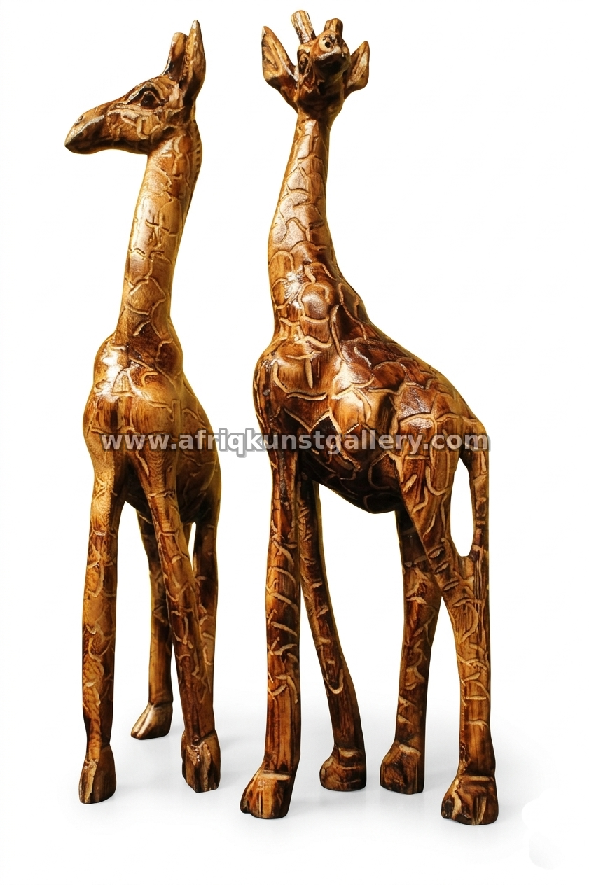 Carved giraffe sculptures
