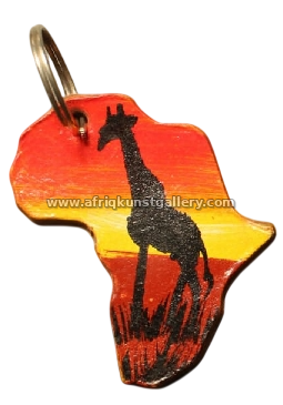 Africa-shaped keyholder with a giraffe silhouette.