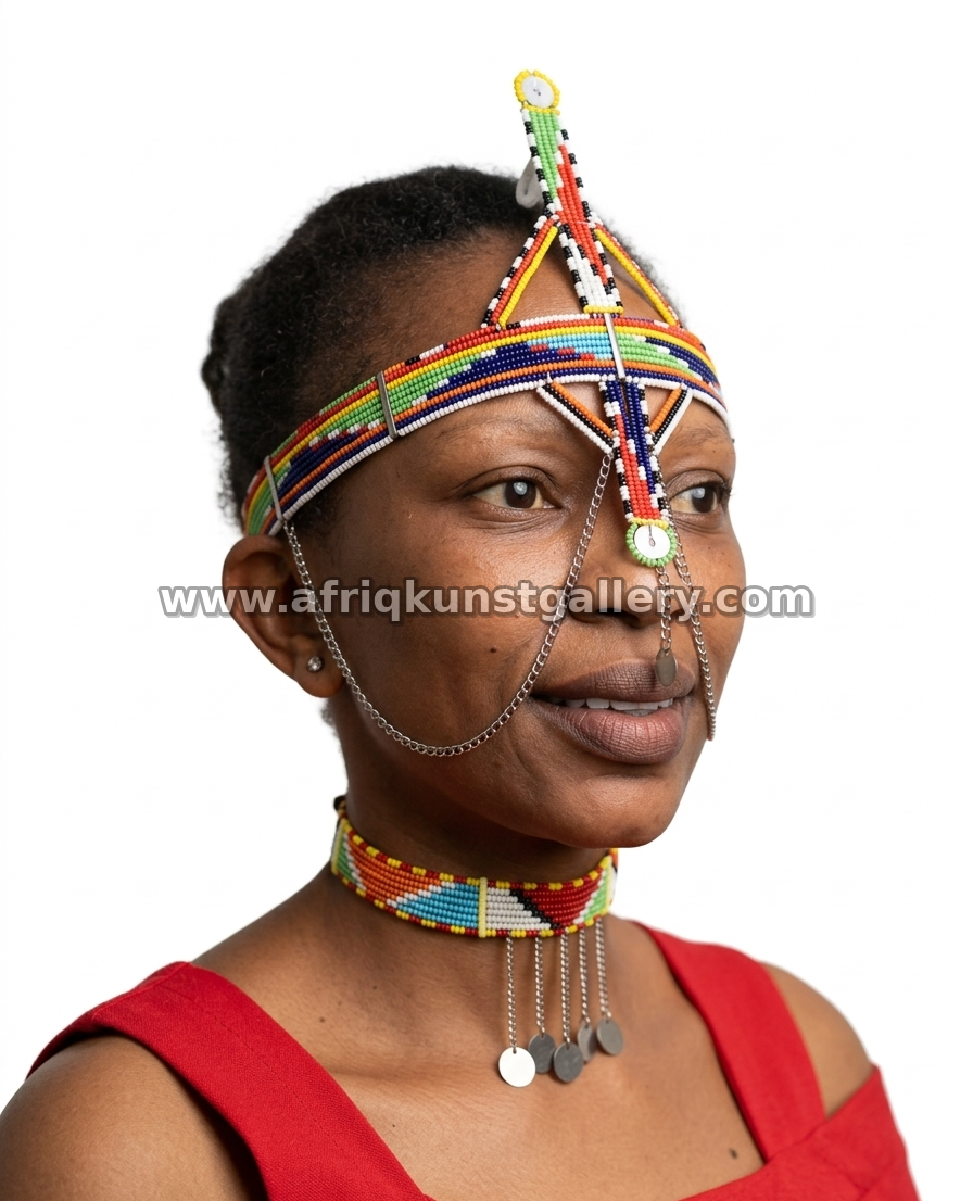 Portrait with Maasai beadwork.