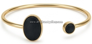 Black oval open cuff bracelet on a white background.