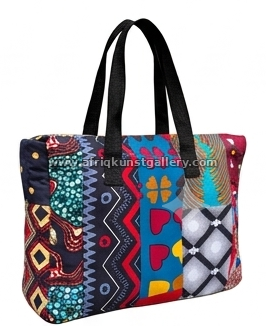 Black pattern tote bag on a white background.