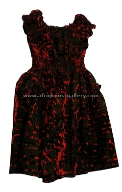 Black and red ruffle dress on a white background.