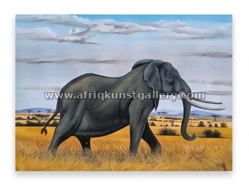 Elephant savannah painting on a white background.
