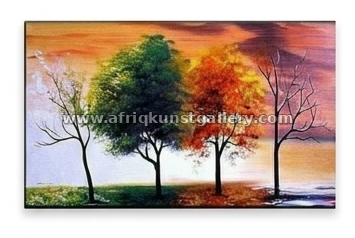 Four seasons tree painting on a white background.