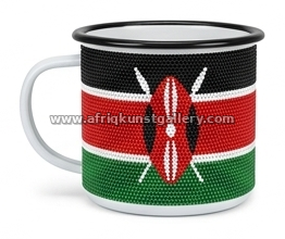 Kenya flag enamel mug on a white background.