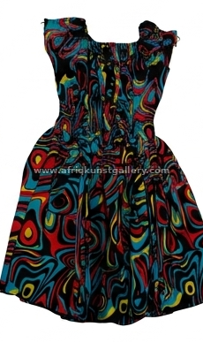 Multicolor printed dress on a white background.