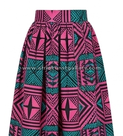 Pink geo maxi skirt on a white background.